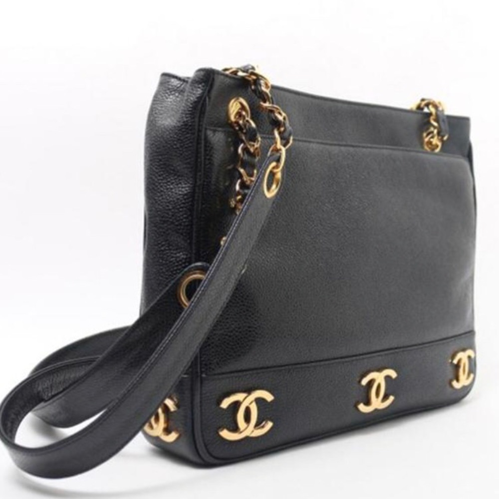 Authentic Vintage Chanel Gold Plated Motifs Tote
